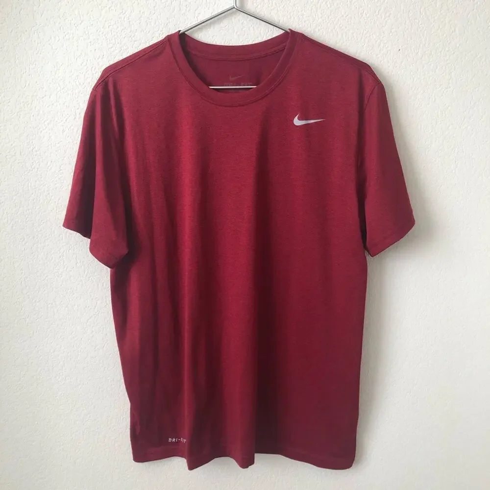 Nike Dri-Fit Solid Heather Red Short Sleeve Tech Tee T-shirt